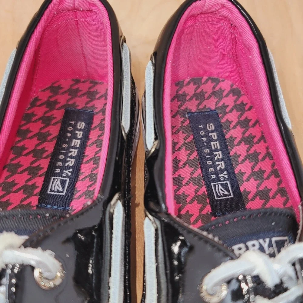 SPERRY TOP-SIDER Women's Boat Shoes Sz 4.5 M Bahama Black Glitter Casual Comfort